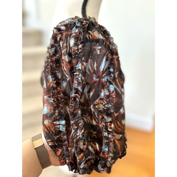 House of Harlow Brown Ruched Brown & Blue Metallic Corset Top - Picture 4 of 7